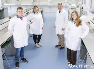 Dr Aaron Nolan, Postdoctoral Researcher and lecturer in Microbiology, Dr Merve Zeden, Assistant Professor in Microbiology, Professor James O&rsquo;Gara, Professor of Microbiology, and Sarah Byrne, PhD Researcher in Microbiology. Credit &ndash; Andrew Downes, Xposure.