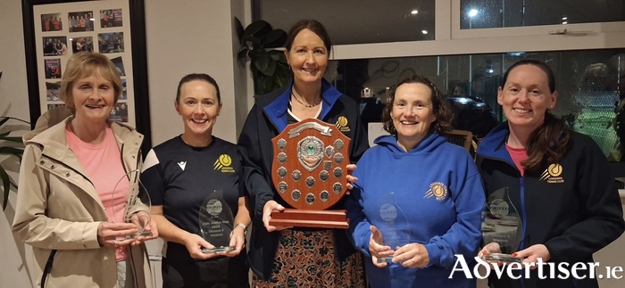 2026 Midland League Champions (L-R): Josie Connaughton, Marie Barrett, Georgina Dunleavy (captain), Niamh Lawless, Alison Kubov.
