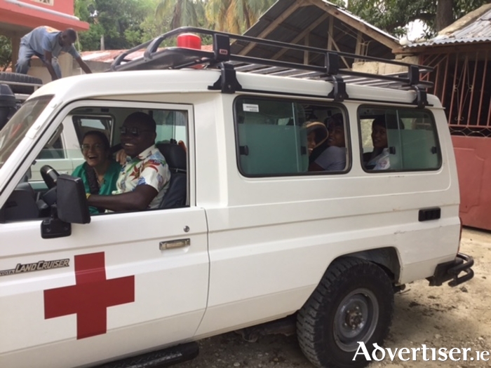 The mobile clinic, which is staffed by a nurse and doctor, treats people in outlying areas.