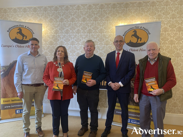Pictured at Gullanes Hotel at the launch of 2026 Ballinasloe Fair and Festival last weekend were: Paul Batty (Galway County Council), Cathaoirleach Evelyn Parsons, Cllr Michael Connolly (executive director of GRD), Steve Dolan (fair historian), and Ciaran Egan (Ballinasloe Fair).