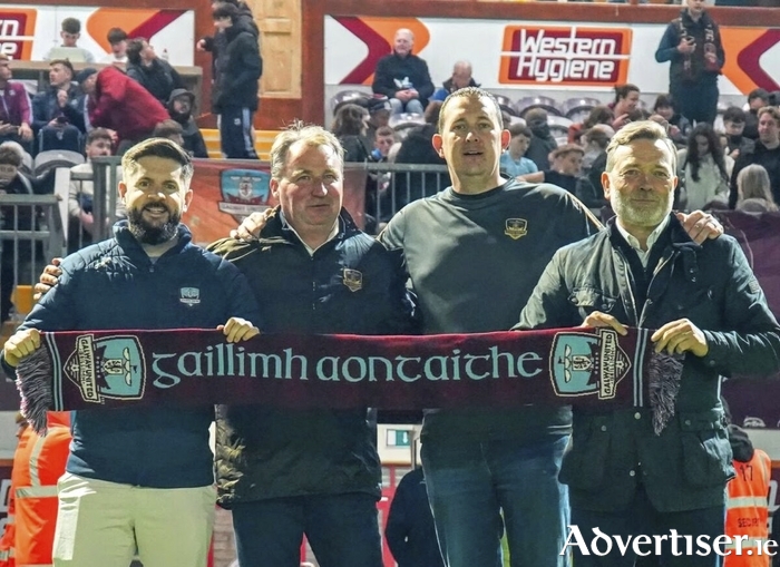 Pictured at Eamonn Deacy Park for the announcement of the partnership extension between Galway United and Future Ticketing were, from left, Sam O&rsquo;Neill, Head of Commercial & Marketing, Galway United, Liam Holton, Chief Executive, Future Ticketing, Colin Coyle, Director, Galway United and Paul Leavy, Client Success Manager, Future Ticketing