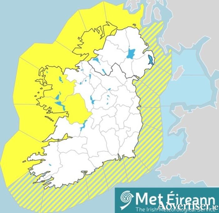 The Status Yellow weather warning will come into effect at 6am on Wednesday.