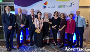 Pictured (l-r) at the National Age Friendly Recognition and Achievement Awards 2026 in The Limerick Strand Hotel were Michael Owens, Director of Services; Liam Conneally, Chief Executive; Cllr Andrew Reddington, Cathaoirleach; Adele Rankin, Healthy Galway, Galway County Council; Kathleen Aspell Mortimer, Forum Connemara; Karen Mannion, CEO of Forum Connemara; Siobh&aacute;n OConnor, Alzheimer Society of Ireland; Mary Cronin, Chairperson of Galway County Older Persons Council; and Kieran Coyne, Rural, Community, Tourism and Integration Section, Galway County Council.