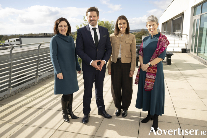 At the launch of a new national survey, the National Remote &amp; Hybrid Work Survey, by Atlantic Technological University (ATU) and the Western Development Commission (WDC) was Dr. Aisling Moroney, Policy Analyst, Western Development Commission,  Allan Mulrooney, CEO Western Development Commission, Dr. Amaya Vega, Faculty of Business, ATU (and Lead Researcher), and Dr. Orla Flynn, President ATU.  Photo:Andrew Downes, xposure