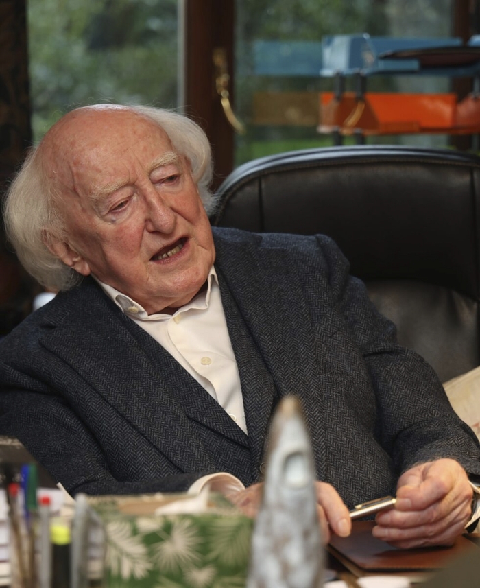 Michael D Higgins holding forth at his home in Galway. (Photo: Mike Shaughnessy )