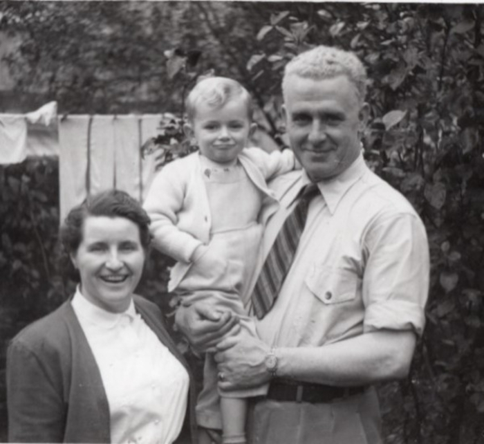 A young Whelan with his parents, Dave and Irene.